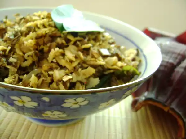 Recipe Vazha koombu/poovu thoran (banana blossom stir fry)