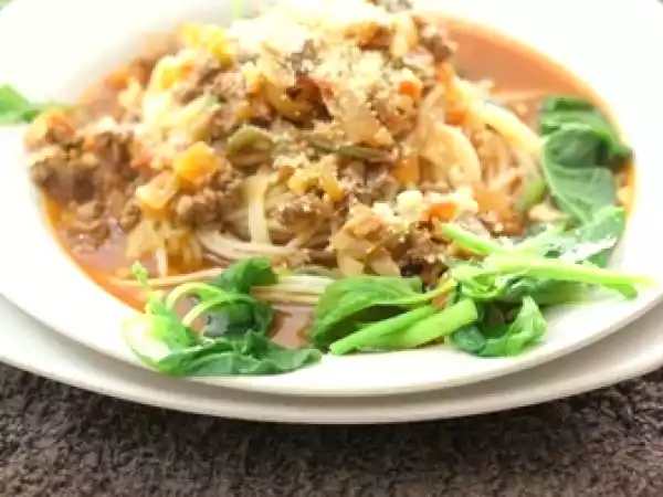 Recipe Lamb spinach spaghetti