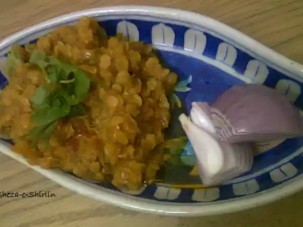 Recipe Spicy masoor dal/red lentils cooked in spicy gravy