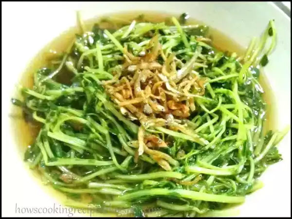 Recipe Sweet pea sprout/ tau miu anchovies