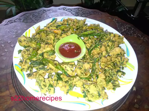 Recipe Crispy spinach fritters(palak pakoda)