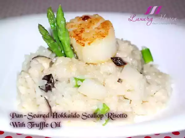 Recipe Pan-seared hokkaido scallop risotto with truffle oil
