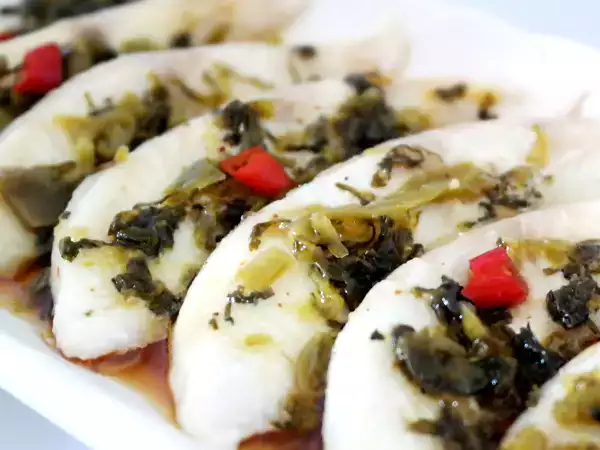 Recipe Yummy steamed toman fish fillet with japanese takana