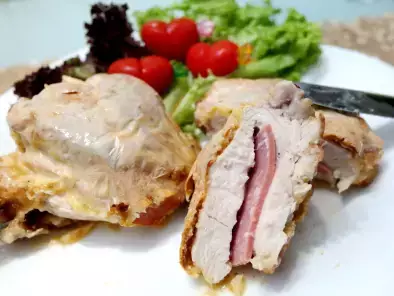Recipe Baked cheesy chicken fillets with ham, finger lickin' good!