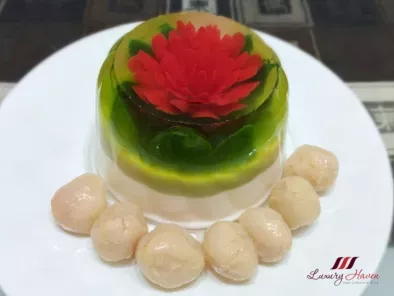 Recipe 3d jelly flowers with lychees ( 水晶荔枝果冻花 )