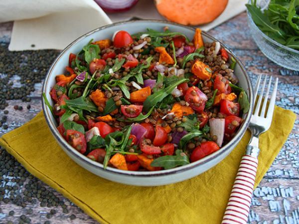 Recipe Lentil salad with sweet potatoes