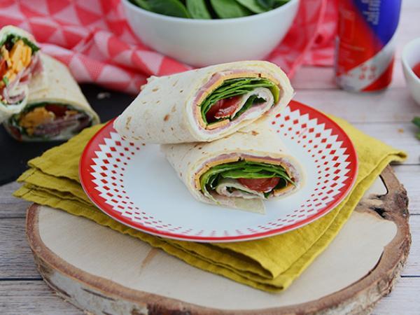 Recipe Spinach, ham & cheese wrap