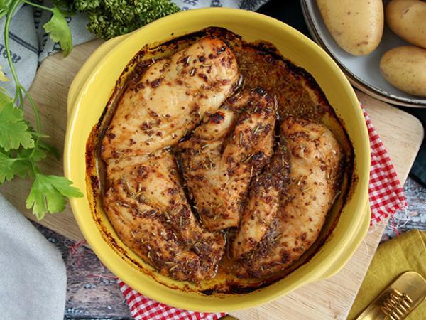 Recipe Honey and old style mustard baked chicken