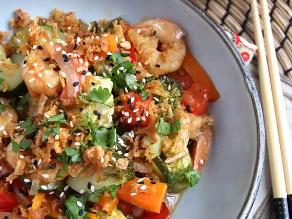 Recipe Vegetable and shrimp wok