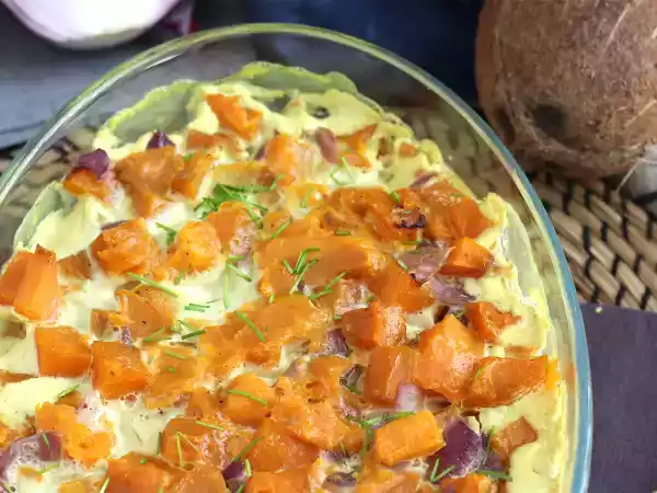 Recipe Sweet potato gratin with coconut milk and curry