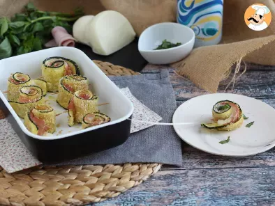 Recipe Baked zucchini rolls with ham and cheese!