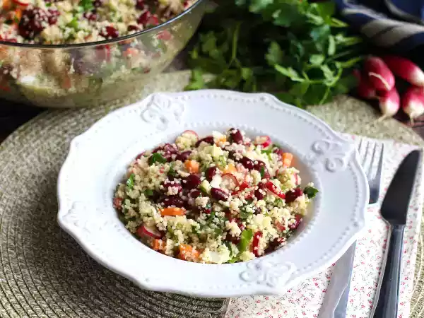 Recipe Couscous salad for a simple, healthy and colorful starter!