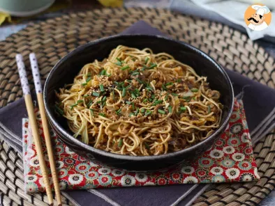 Recipe Chinese noodles wok (vegetables and textured soy proteins)