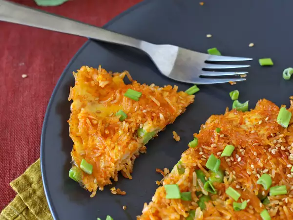 Recipe Omelette with crispy rice and soybeans, a spicy meal that's quick and waste-free!