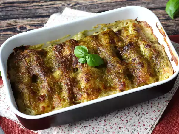 Recipe Creamy pesto cannelloni au gratin: the easy and tasty recipe