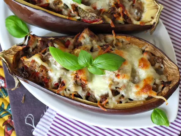 Recipe Stuffed eggplant with mozzarella au gratin