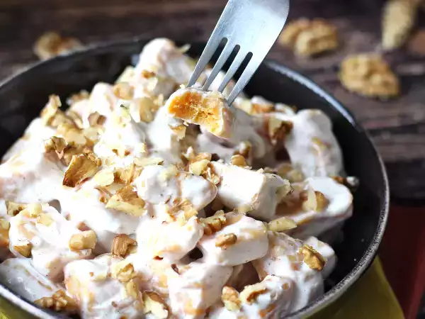 Recipe Creamy pumpkin gnocchi with cream cheese and crunchy walnuts