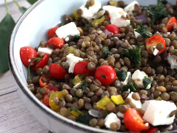 Recipe Lentil, tomato, and feta salad