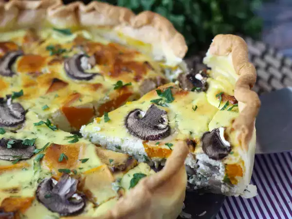Recipe Mushroom and butternut squash quiche