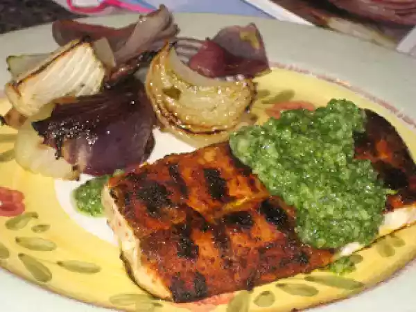 Recipe Bobby flay's barbequed mahi with cilantro pesto