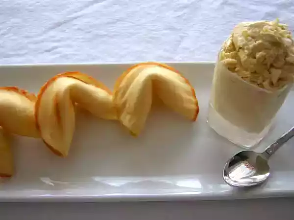 Recipe Honey almond fortune tuiles with green tea ginger ice cream