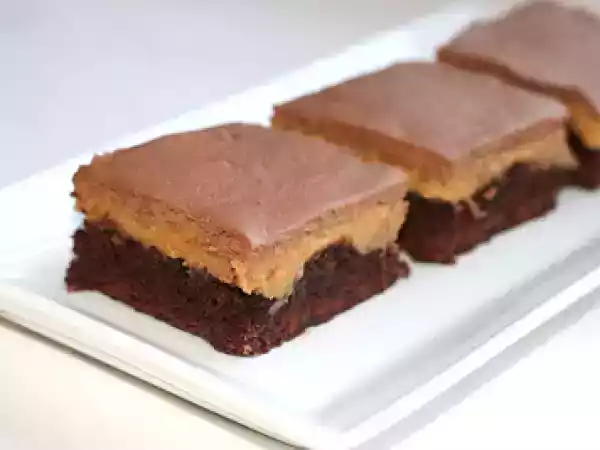 Recipe Brownies with peanut butter, vanilla pudding, & cool whip.