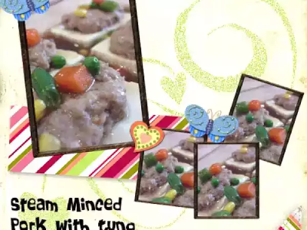 Recipe Steamed minced pork with tung choy on tofu