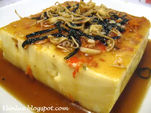 Recipe Savoury tofu with japanese seaweed topping