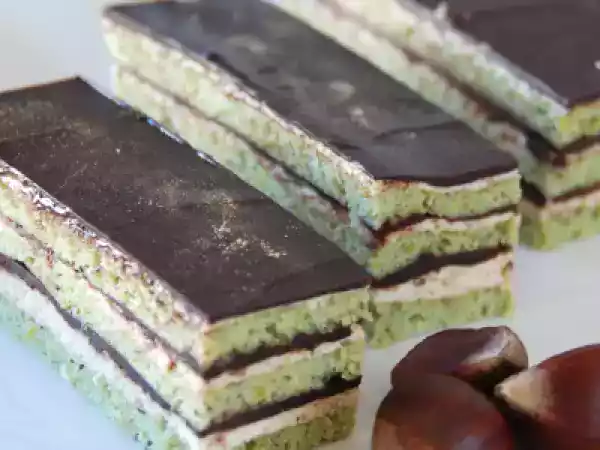 Recipe Pistachio chestnut chocolate opera style cake