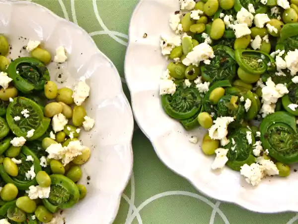 Recipe Fiddlehead fern and edamame salad