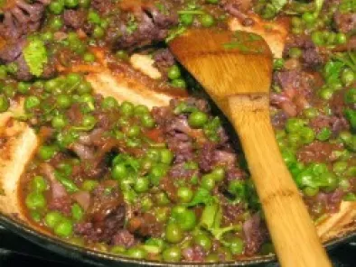 Recipe Gobi mattar:purple cauliflower and pea curry