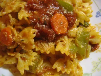 Recipe Bow tie pasta with stir fry veggies in marinara sauce