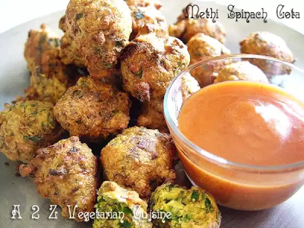 Recipe Authentic methi gota / pakoda (gram flour - fenugreek/spinach/cilantro fritters)