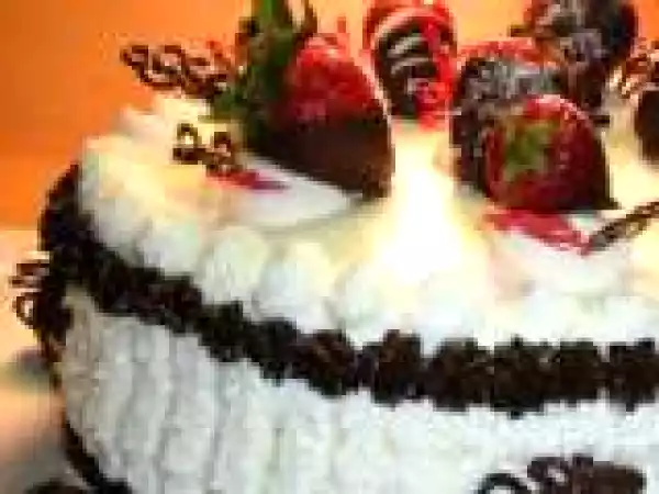 Recipe Celebration Cake with Chocolate Covered Strawberries