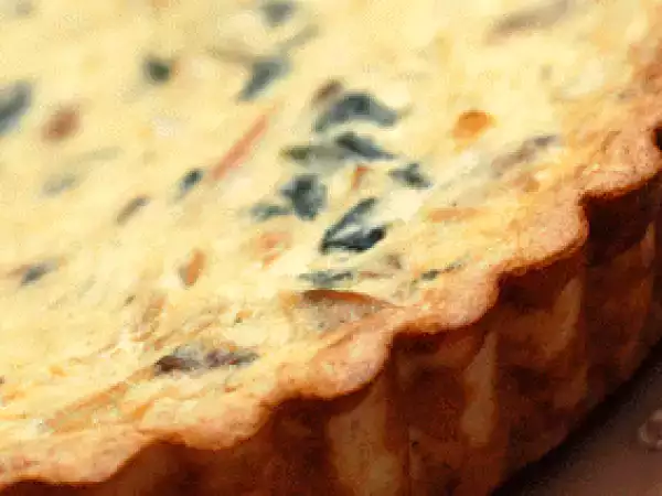 Recipe Quiche with spinach, bacon, onions and mushrooms