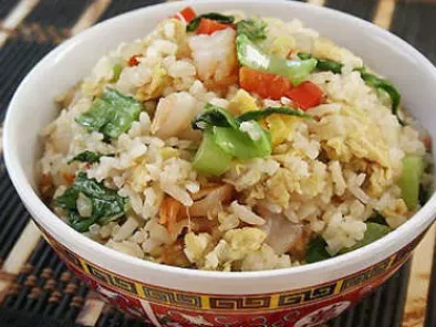 Recipe Fried rice with asian mustard green and shrimps