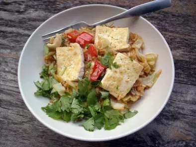 Recipe Gingery tofu and cabbage stir-fry