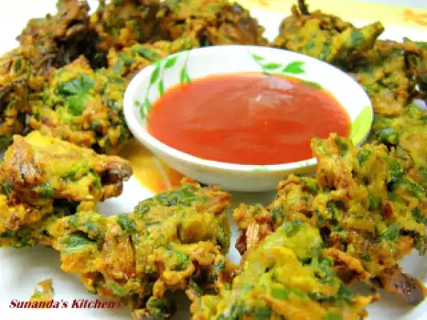 Recipe Palak pakora (spinach onion pakora)