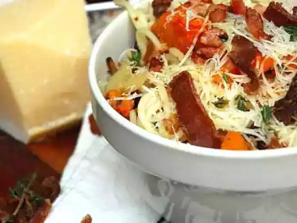 Recipe Easy pasta recipes - pasta with butternut, biltong and bacon