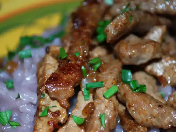 Recipe Steak diane with red wine risotto