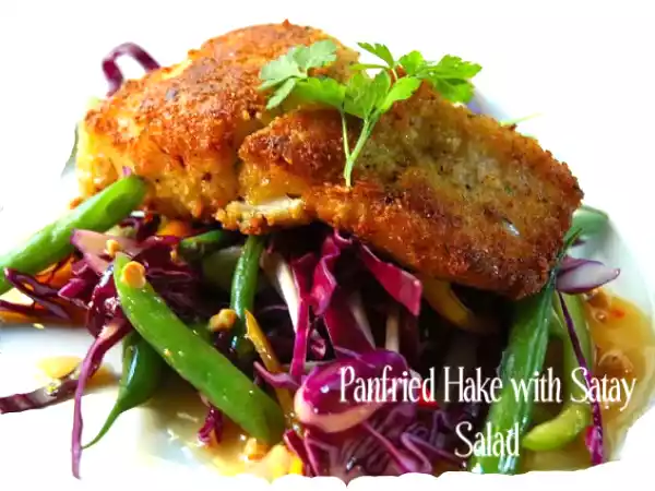 Recipe Asian recipes - panfried hake with spicy satay salad