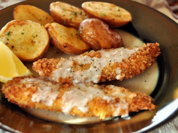 Recipe Tilapia with lemon cream sauce and baby red pan fried potatoes