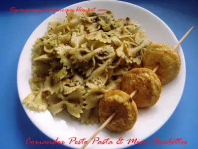 Recipe Coriander pesto pasta & mini omelettes