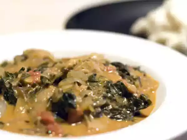 Recipe Spicy west african style greens & peanut stew with fufu