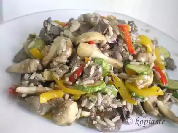 Recipe Braised chicken livers with poached grapes