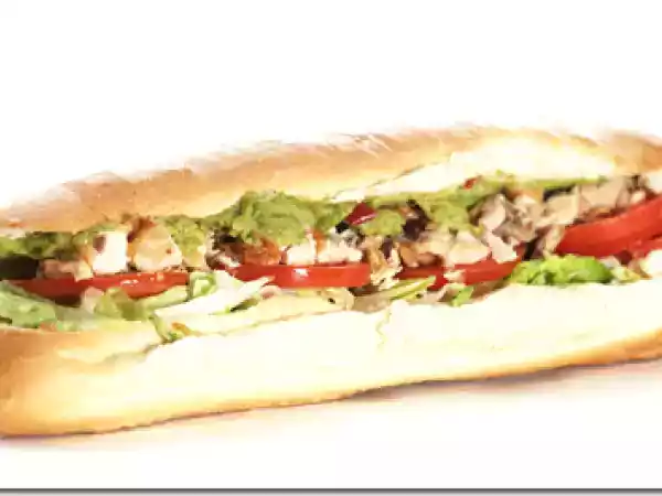 Recipe Spicy avocado and chicken baguette sandwich