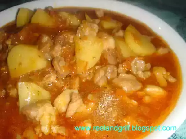 Recipe Pork afritada in fresh tomatoes (sarsiado)