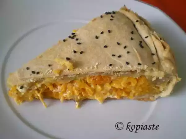 Recipe Kolokythopita me myzithra (savory pumpkin pie)