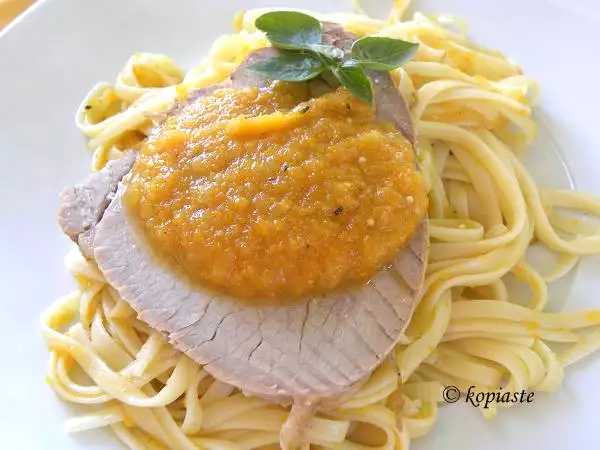 Recipe Beef in dark beer with a sweet and sour pumpkin sauce