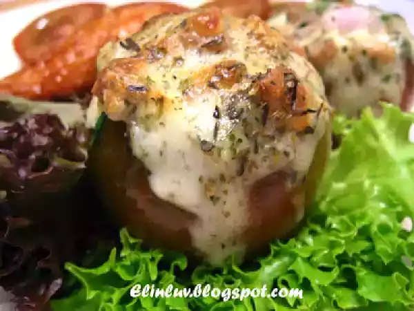 Recipe Cheesy baked stuffed kumato tomato